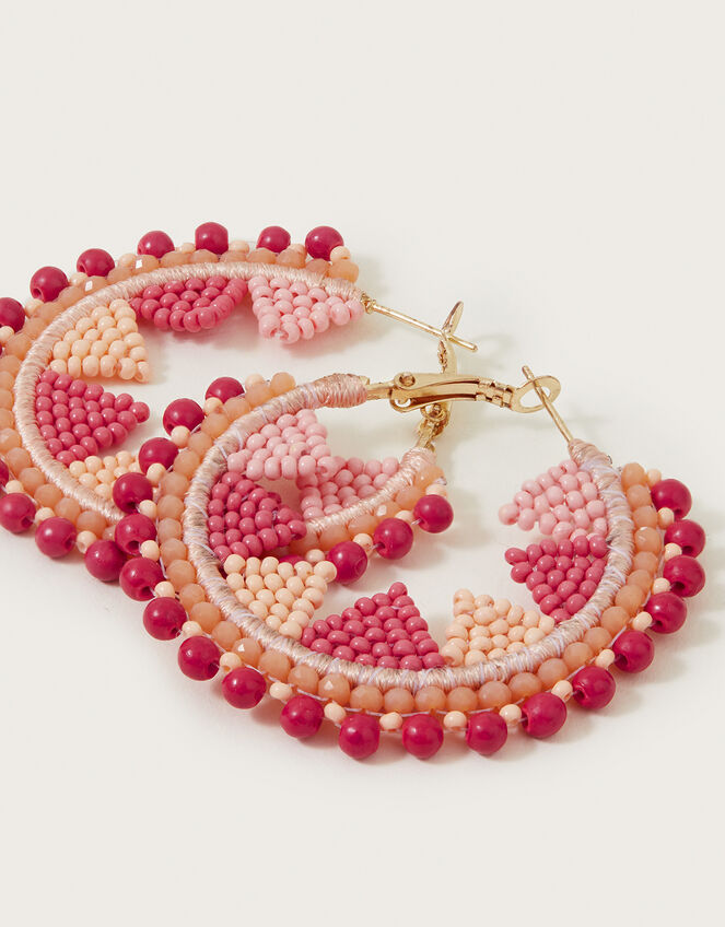 Beaded Hoop Earrings, , large