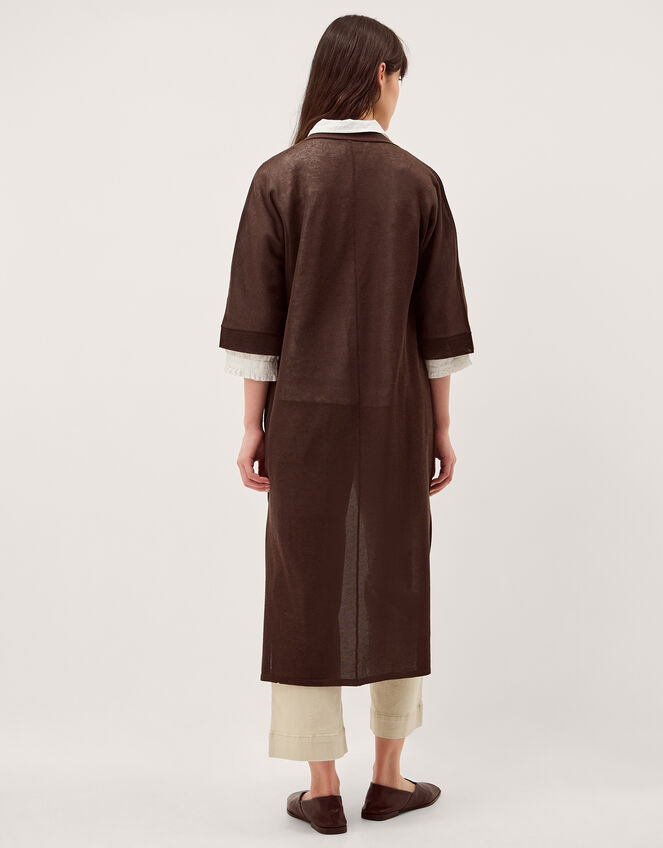 Lo Longline Cardigan, Brown (CHOCOLATE), large