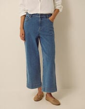 Hallie Regular Crop Wide Leg Jeans, Blue (MID AUTHENTIC BLUE), large