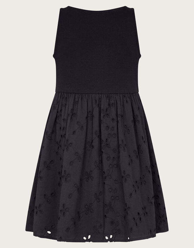 2-in-1 Broderie Dress, Black (BLACK), large