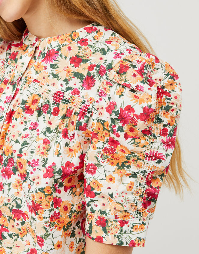 Julissa Floral Blouse in Organic Cotton, Ivory (IVORY), large