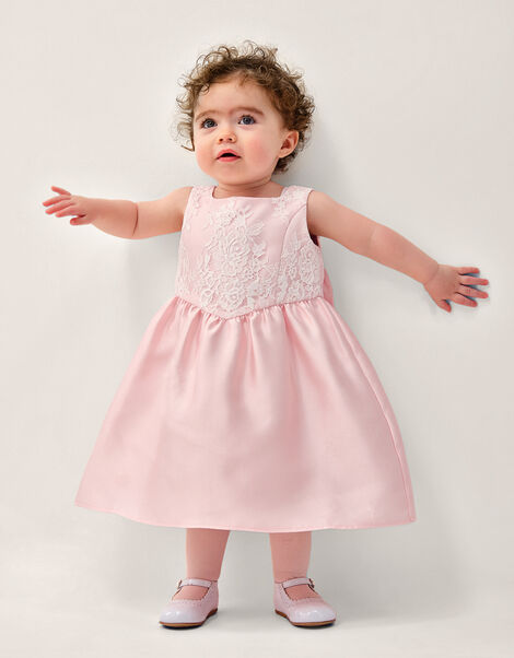 Baby Juno Lace Satin Dress, Pink (PINK), large