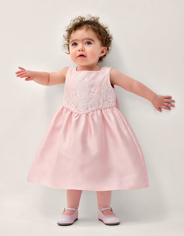 Baby Juno Lace Satin Dress, Pink (PINK), large