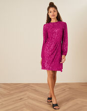 Sasha Sequin Shift Dress, Pink (PINK), large