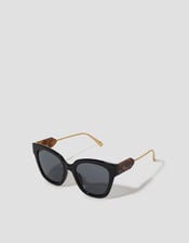 Chunky Tort Temple Sunglasses, , large