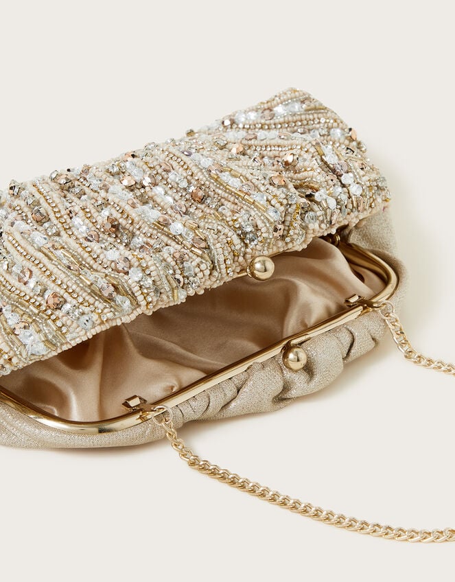 Embellished Shell Clasp Bridal Clutch Bag, , large