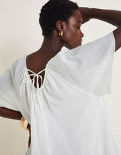 Cynthia Embroidered Short Sleeve Mini Dress, White (WHITE), large