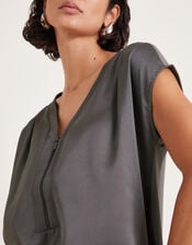 Wilde Sleeveless Satin Top, Gray (GREY), large