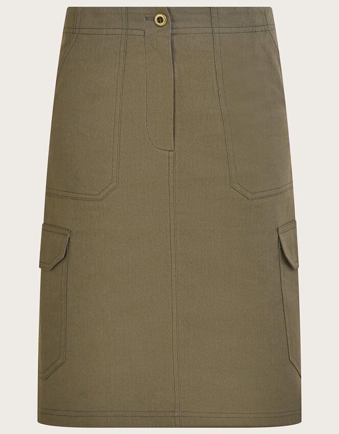 Plain Longline Cargo Skirt, Green (KHAKI), large