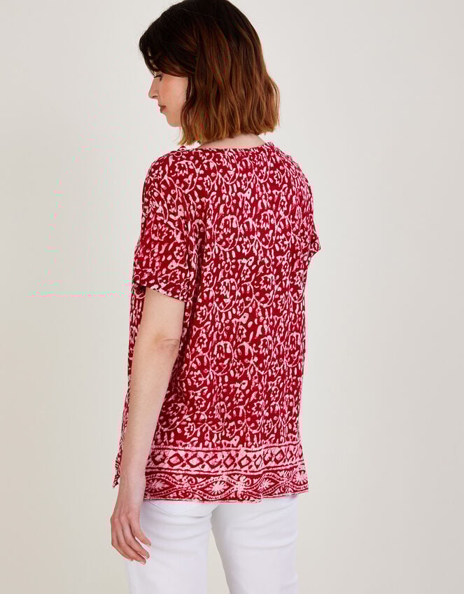 Scoop Neck T-Shirt in Linen Blend, Pink (PINK), large