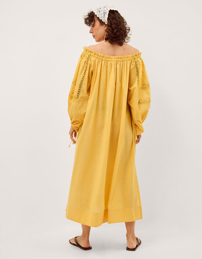 Lola Off-The-Shoulder Cotton Midi Dress, Yellow (YELLOW), large