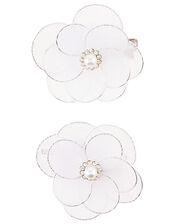 Pearly Lace Wire Flower Hair Clips, , large