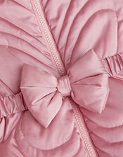 Faux Fur Belted Bow Coat, Pink (PINK), large