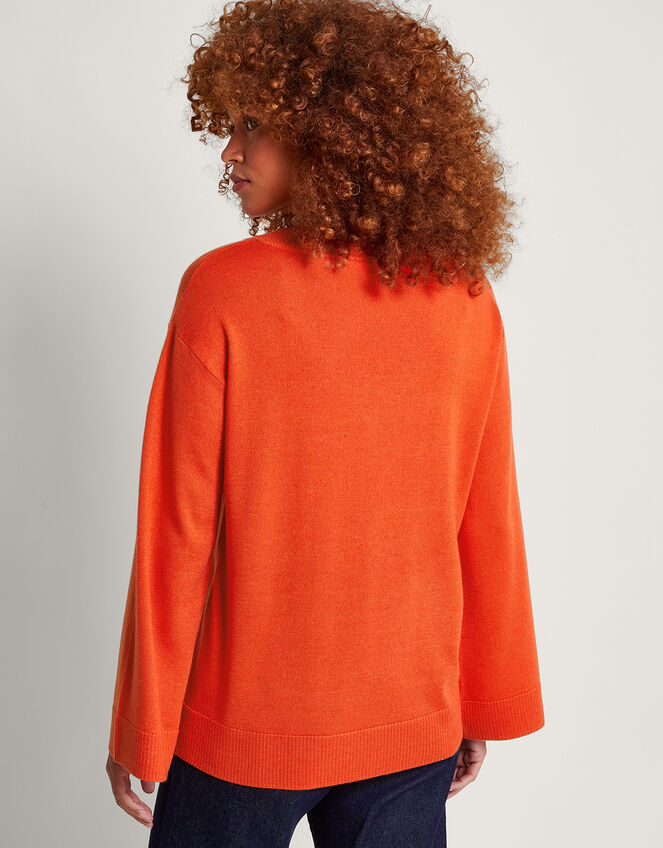 Vida V-Neck Jumper, Orange (ORANGE), large