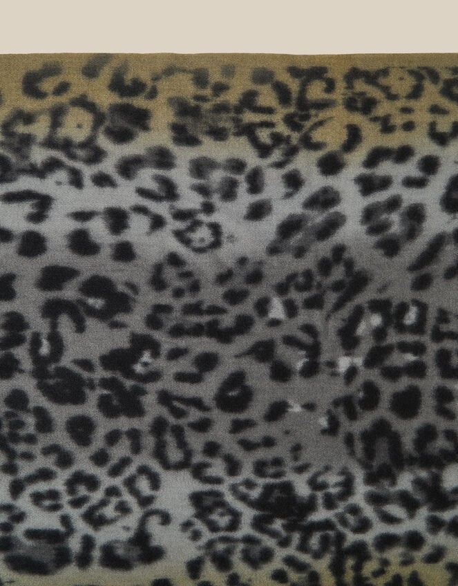 Archi Animal Print Tassel Scarf, Grey (GREY), large