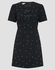 Lia Pearl Short Sleeve Mini Dress, Black (BLACK), large