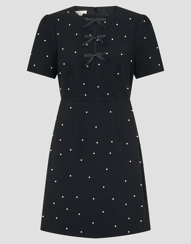 Lia Pearl Short Sleeve Mini Dress, Black (BLACK), large