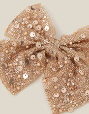 Embellished Bow Hair Clip, Gold (ROSE GOLD), large