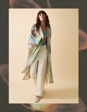 Clemence Amelie Floral Long Kimono, Cream (CREAM), large