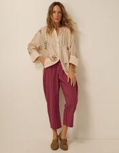 Nara Stripe Barrel Jeans, Red (RED), large