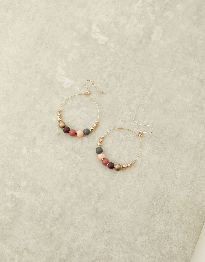 Gold-Plated Beaded Hoop Earrings, , large