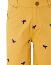 Evan Embroidered Dinosaur Shorts, Yellow (MUSTARD), large