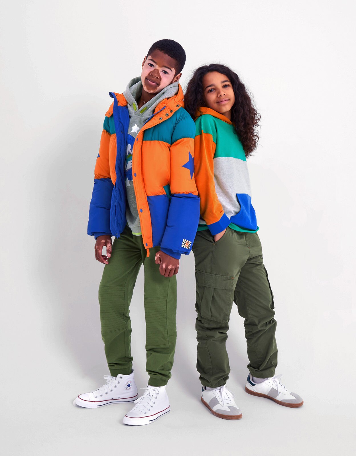 Colour Block Puffer Coat Multi