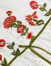 Boutique Schiffli Embroidered Dress in Sustainable Cotton, Ivory (IVORY), large