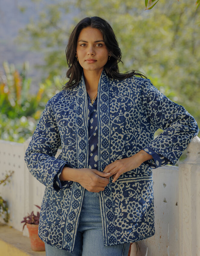 Dilli Grey Leena Quilted Jacket, Blue (INDIGO), large
