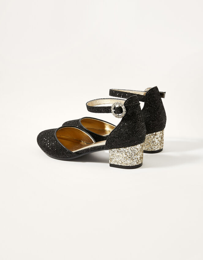 Lace Sequin Two-Part Heel, Black (BLACK), large