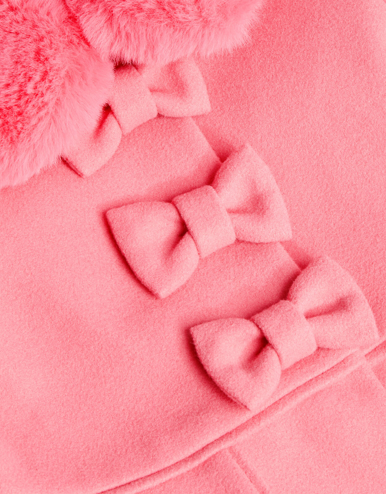 Triple Bow Coat in Wool Blend Pink
