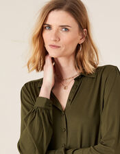 Penny Long Sleeve Shirt with LENZING™ ECOVERO™, Green (KHAKI), large