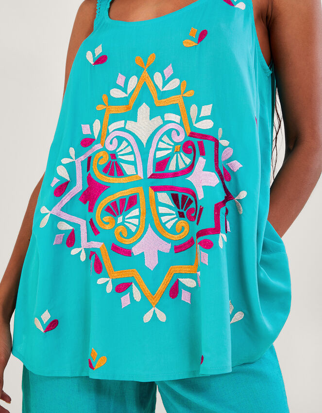 Bonita Embroidered Cami Blue, Vests, Camisoles And Sleeveless Tops