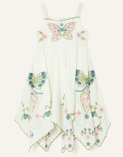 Boutique Butterfly Embroidered Dress White, White (WHITE), large