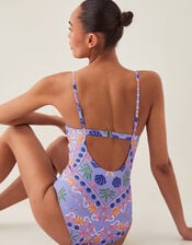 Mabel Shell Print Swimsuit, Blue (BLUE), large