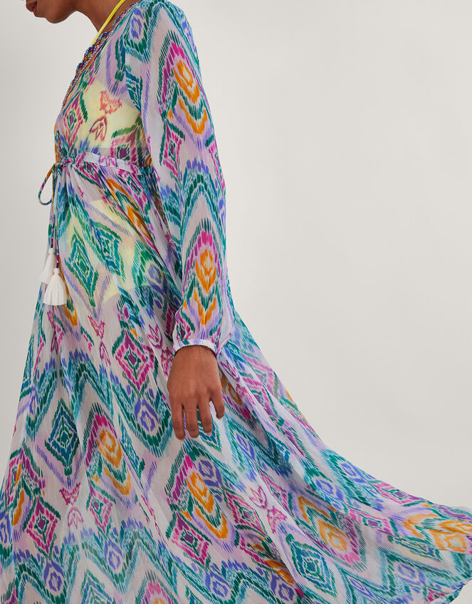 Rainbow Ikat Print Kaftan Dress, Pink (PINK), large