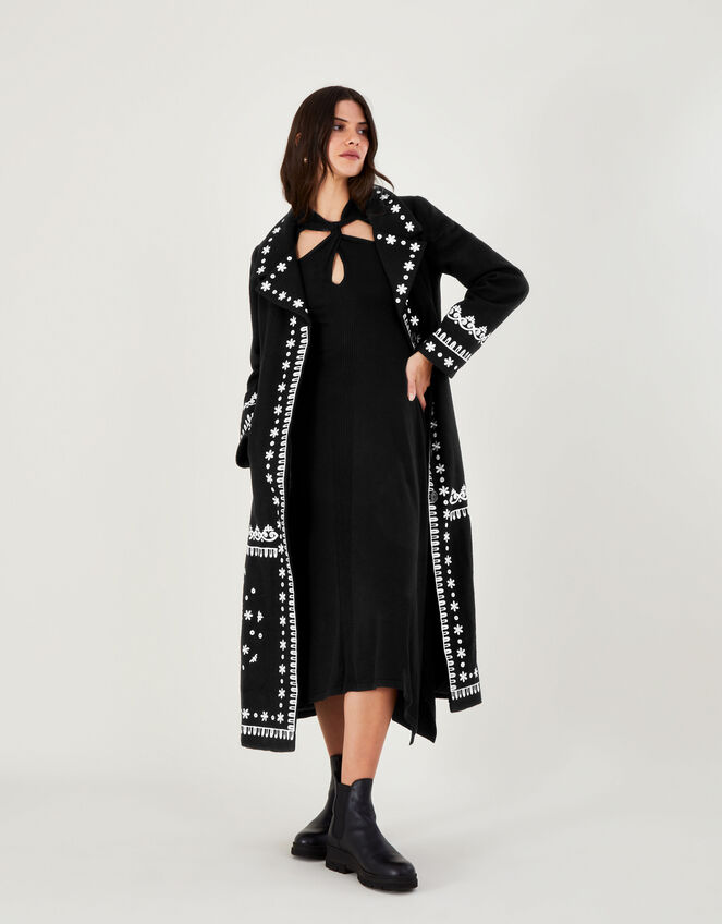 Cassandra Embroidered Coat , Black (BLACK), large