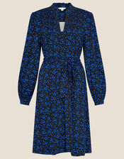 Hulia Ditsy Print Jersey Dress, Black (BLACK), large