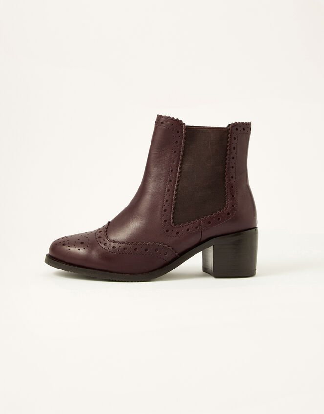Layla Brogue Leather Ankle Boots, Brown (CHOCOLATE), large
