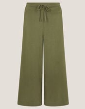 Jo Jersey Culotte Trousers, Green (KHAKI), large