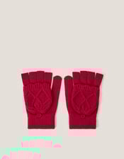Diamond Fingerless Gloves with Mittens, Red (RED), large