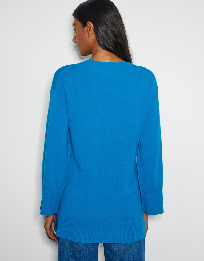 Cree V-Neck Cashmere Jumper, Blue (BLUE), large