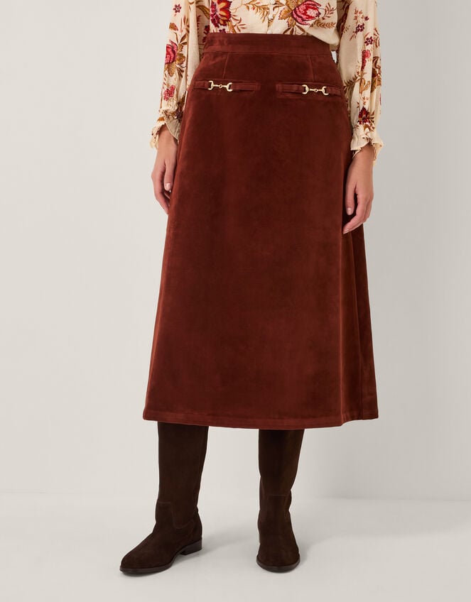 Lana Suedette Midi Skirt, Red (BURGUNDY), large