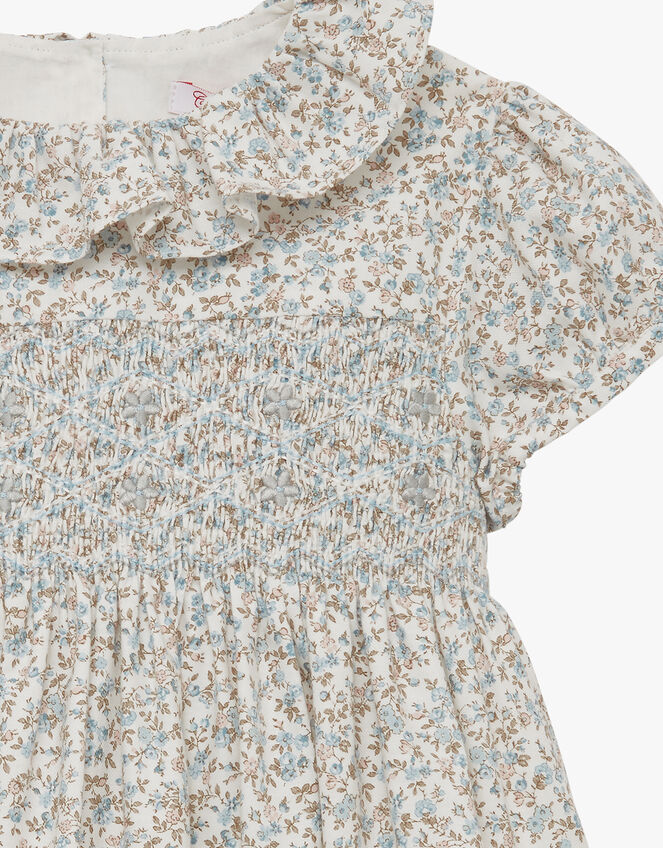 Trotters Emma Floral Smocked Dress, Blue (BLUE), large