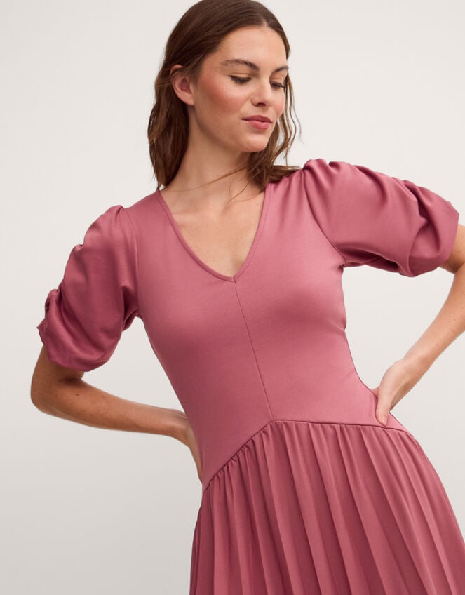 Mindy Pleated Jersey Midi Dress, Pink (PINK), large