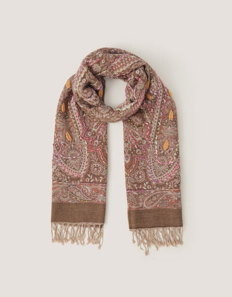 Katia Paisley Embroidered Scarf, , large
