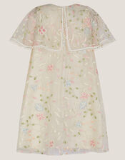 Floral Embroidered Cape Party Dress, Multi (MULTI), large