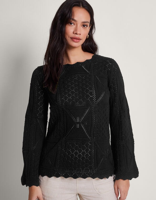 Pax Pointelle Sweater, Black (BLACK), large