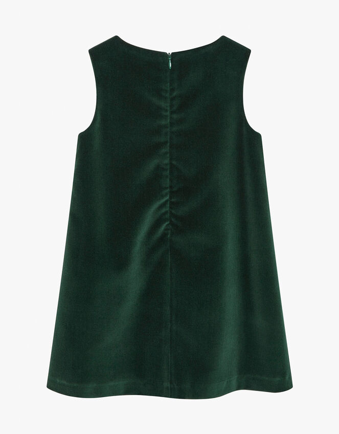Trotters Emerald Velvet Pinafore Dress, Green (GREEN), large