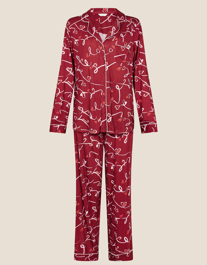 Love Print Jersey Pyjama Set, Red (RED), large